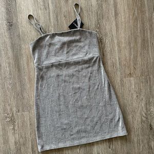 M || NWT F21 Grey Thin Strap Plaid Dress